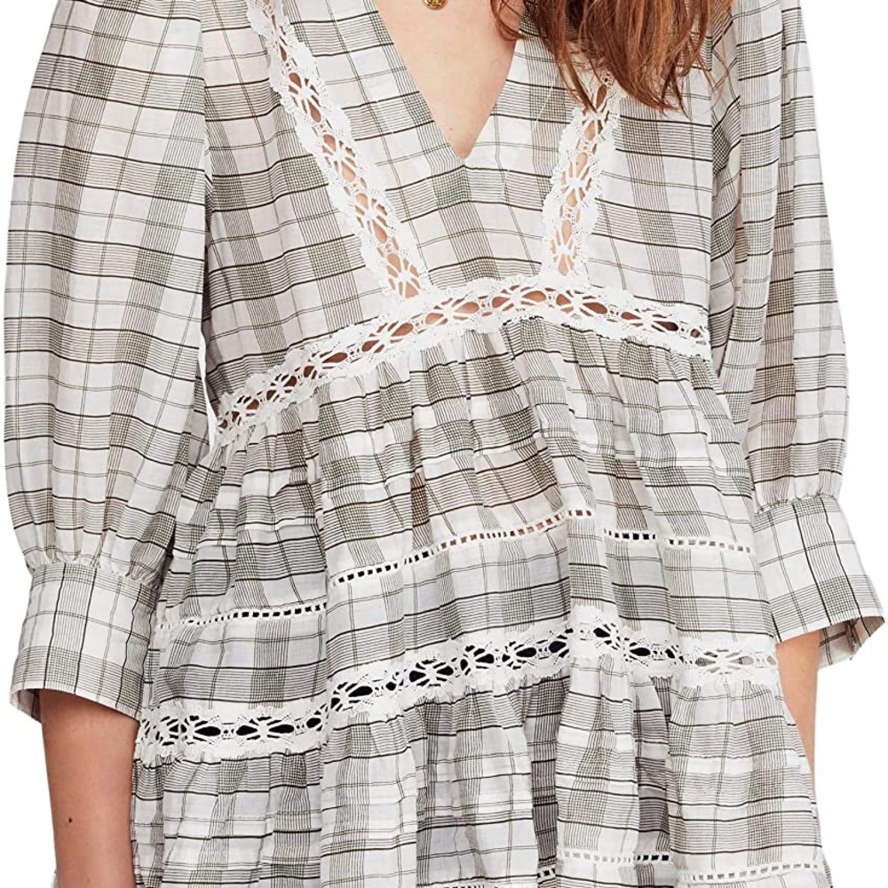 Free People time out lace trim tunic top